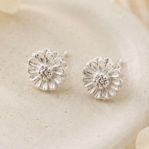 Fine Silver Daisy Studs
