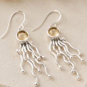 Jellyfish freeform earrings: Sterling silver with gemstones